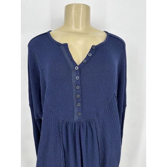 💗 Free People Navy Long Sleeve Top || Size XS - Picture 2 of 10